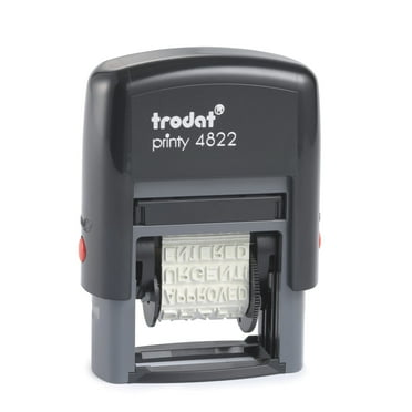 Trodat Printy 4822 Self-Inking Stamp with 12 Messages, Red Ink Pad