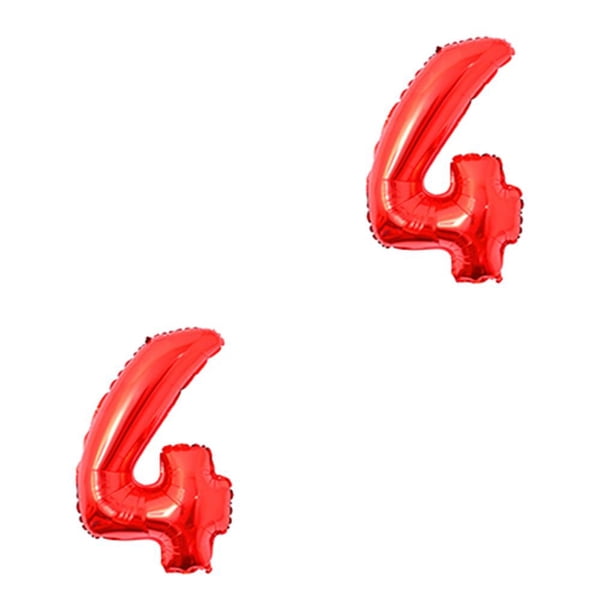 Bearachild Globo de número de 32 pulgadas Globo decorativo de papel de aluminio Cumpleaños Fiesta de bodas Decoración navideña rojo cuatro 2piezas Bearachild CBP151281