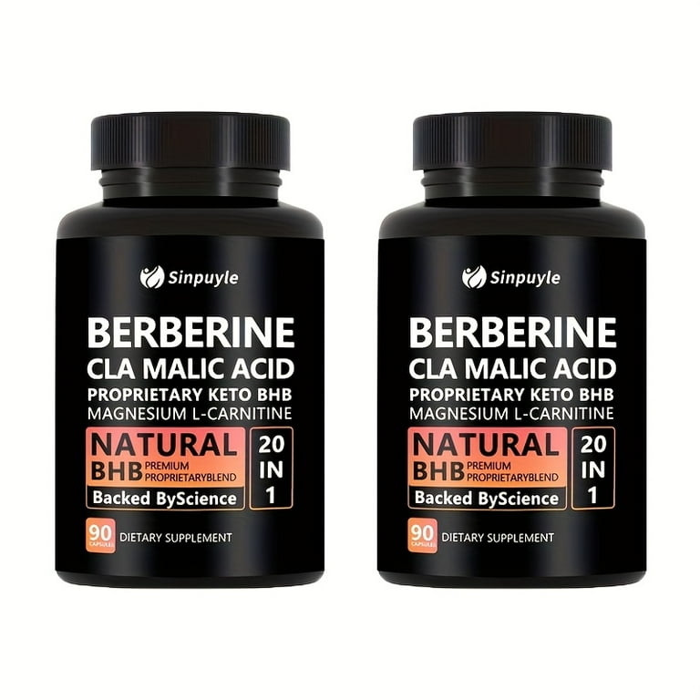 Berberine 20 in 1 Keto BHB Supplement - CLA, Malic Acid & L-Carnitine for  Metabolism & Energy Support, 90 Capsules