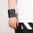 thumbnail image 2 of HZMAN Wide Cuff Wrap Gothic Wristband Punk Rock Biker Wide Strap Leather Bracelet (Black), 2 of 4
