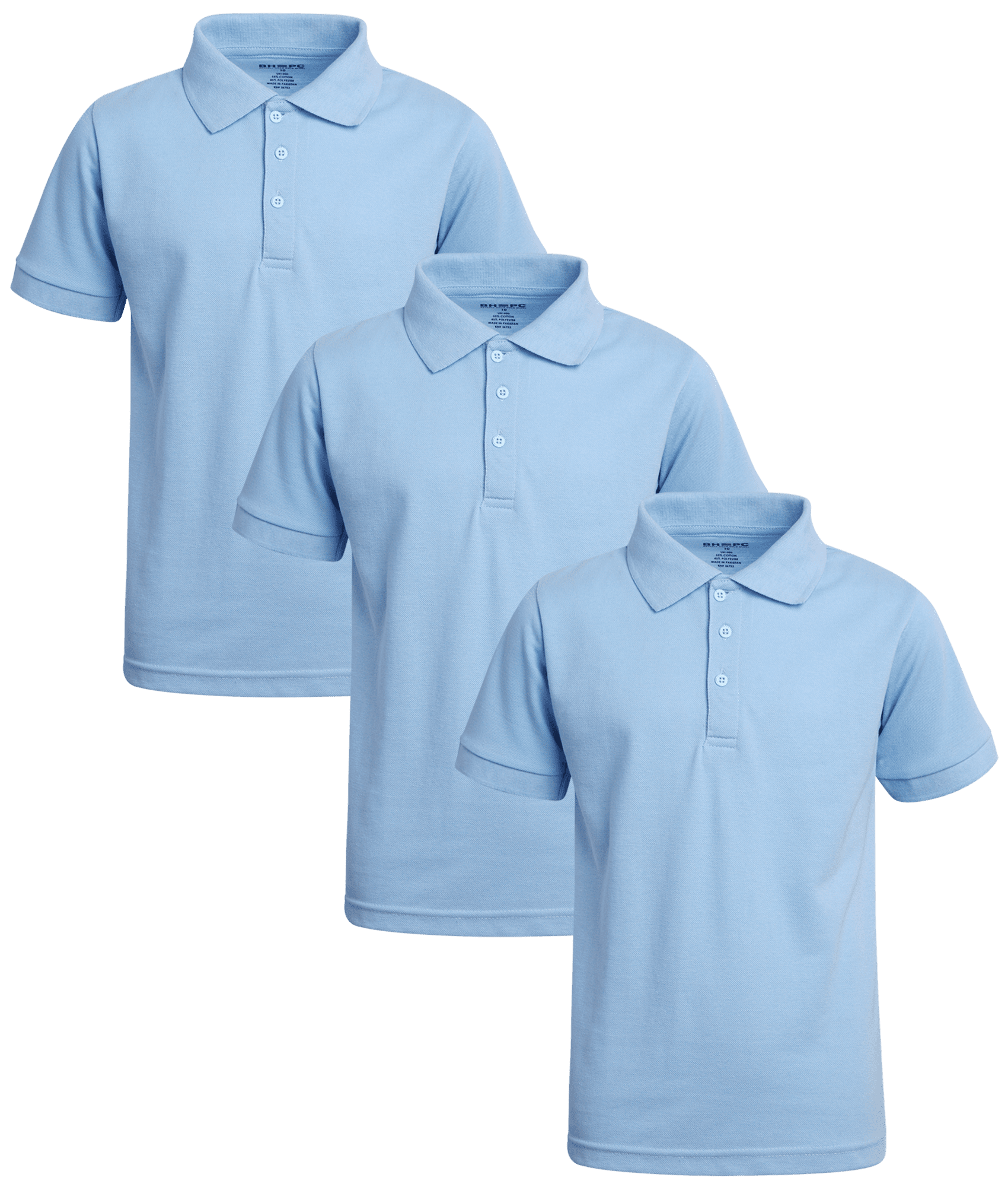 Beverly Hills Polo Club Boys' School Uniform Shirt 3 Pack Pique Short