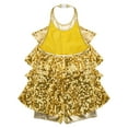 thumbnail image 4 of YEAHDOR Kids Girls Halter Neck Sequins Latin Ballet Dance Modern Jazz Performance Dancewear Gold 10, 4 of 7