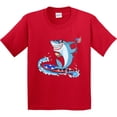 thumbnail image 3 of Inktastic Fourth of July Shark Surfing Youth T-Shirt, 3 of 5
