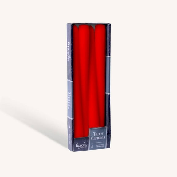 Hyoola 12" Red Dripless European Made Taper Candles, Unscented Paraffin Wax with Cotton Wicks, 4-Pack
