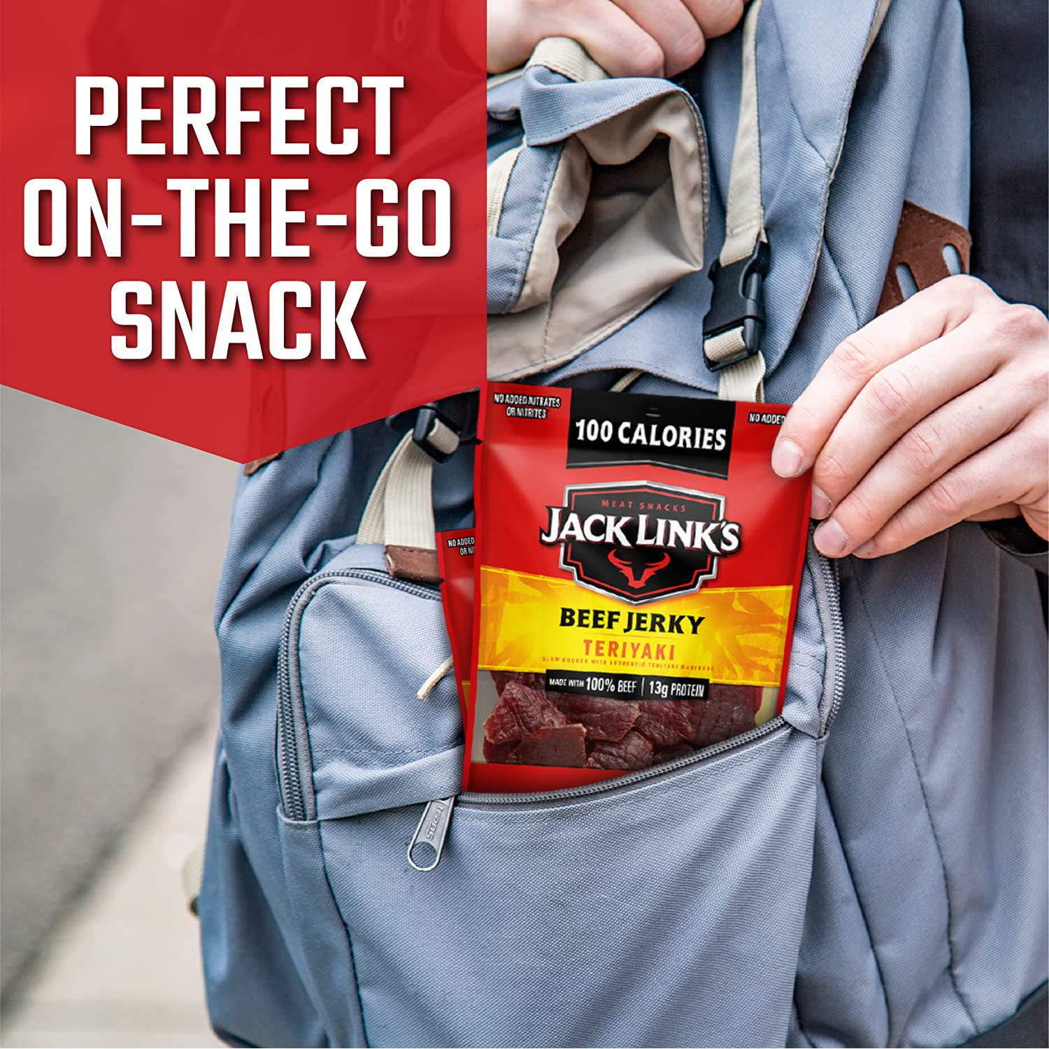 Jack Link's Beef Jerky Variety Pack - Includes Original and Teriyaki Flavors, On the Go Snacks, 13g of Protein Per Serving, Great Stocking Stuffers, Holiday Gifts for Men, 1.25 Oz (Pack of 9)