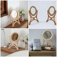 thumbnail image 3 of Homoyoyo 1Set Rattan Dresser Mirror Tabletop Vanity Small Wicker For Desk Round Rotatable High-Definition Reflection, 3 of 8