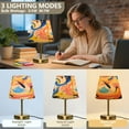 thumbnail image 3 of Modern Minimalist Cone Desk Lamp Antique Bronze Base & Linen Shade Bedside Table Lamp for Bedroom Living Room, Office, Dorm Orange Geometric Shapes Small, 3 of 8