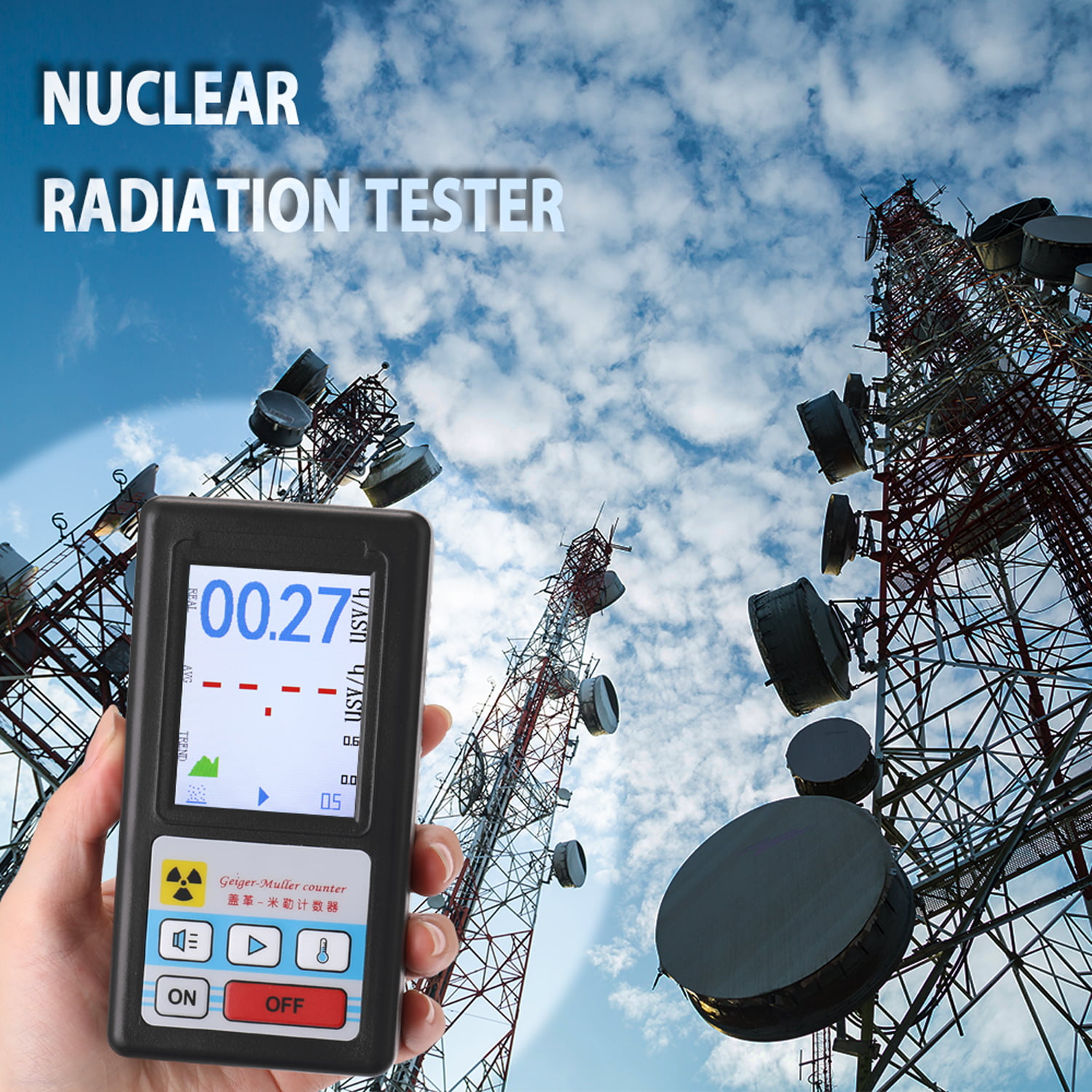 Counter Nuclear Radiation Detector Dosimeters Marble Tester With Display Screen 