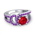 thumbnail image 3 of 2.50 Carat Round Cut Red Ruby & Amethyst Gemstone Unique Proposal Ring for Women Solid 14K White Gold Size 9 by Diamond-Capitals, 3 of 8