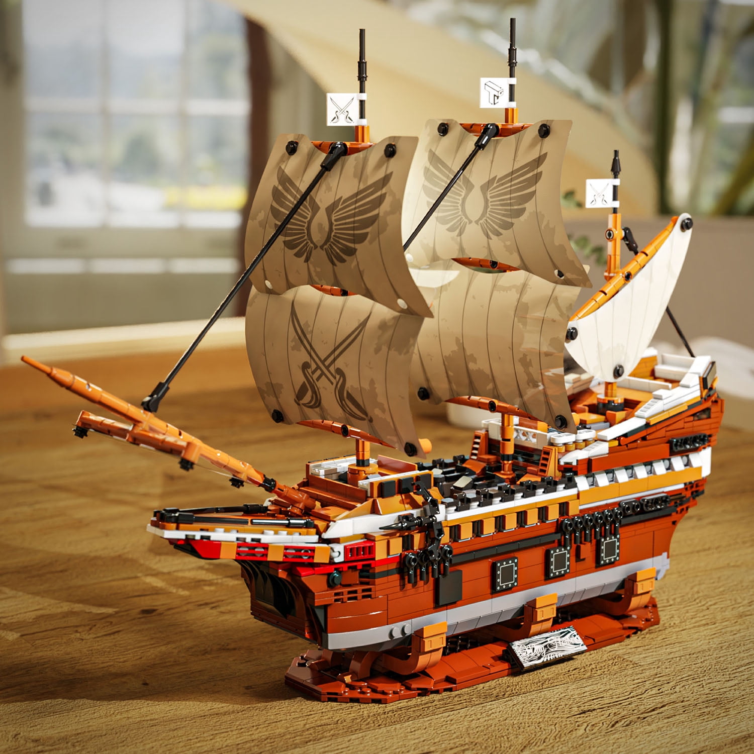 Honchoes Sailboat Building Set with LED Compatible with Lego Ship Model Toy for Adults 2284 Pcs