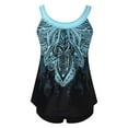 thumbnail image 5 of BLTIBY 2025 Two Piece Tankini Swimsuits for Women with Shorts Printed Sleeveless Tummy Control Bathing Suits Athletic Swimwear Blue M, 5 of 6