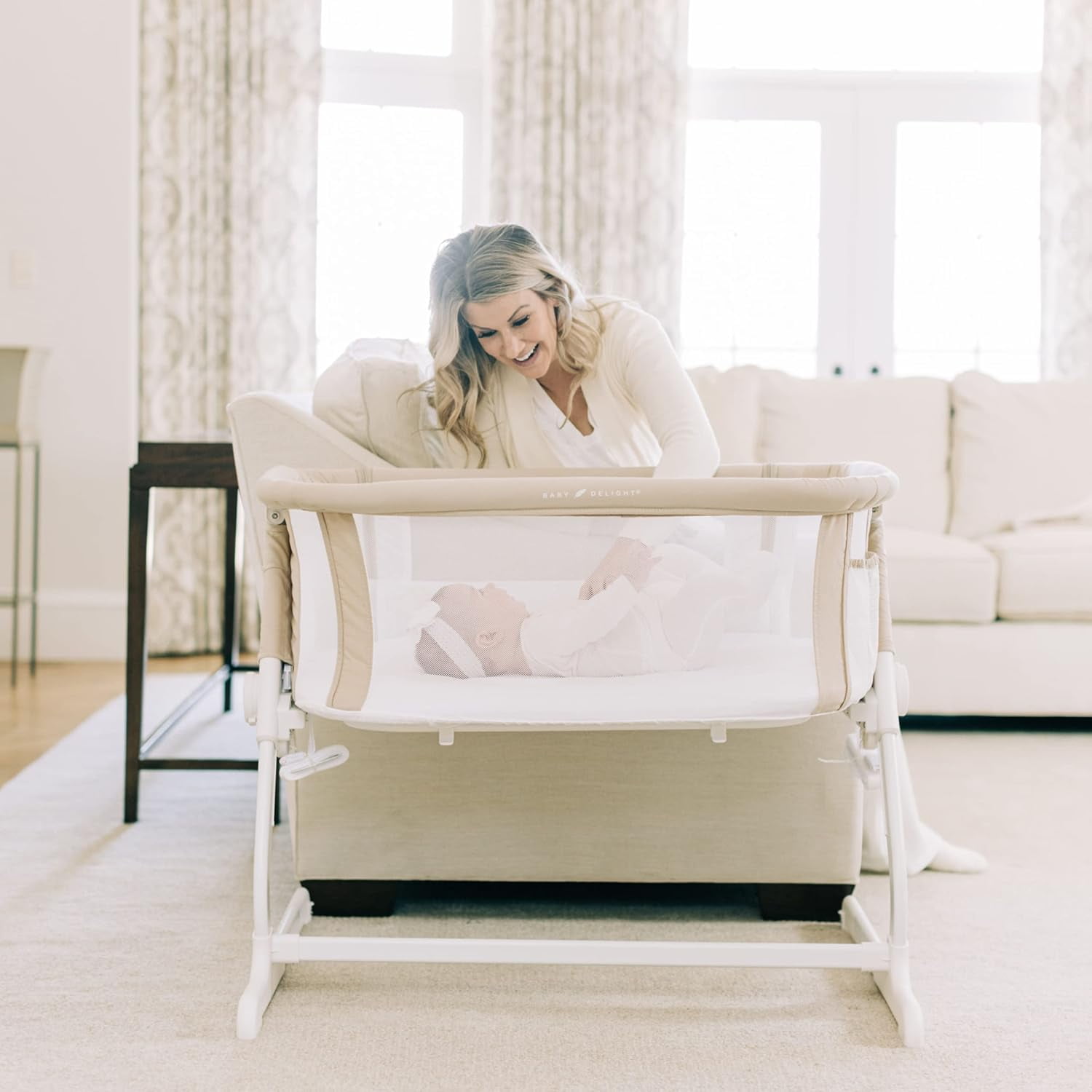Baby Delight Beside Me Dreamer Organic Bedside Sleeper and Bassinet for Infants, Organic Oat Color
