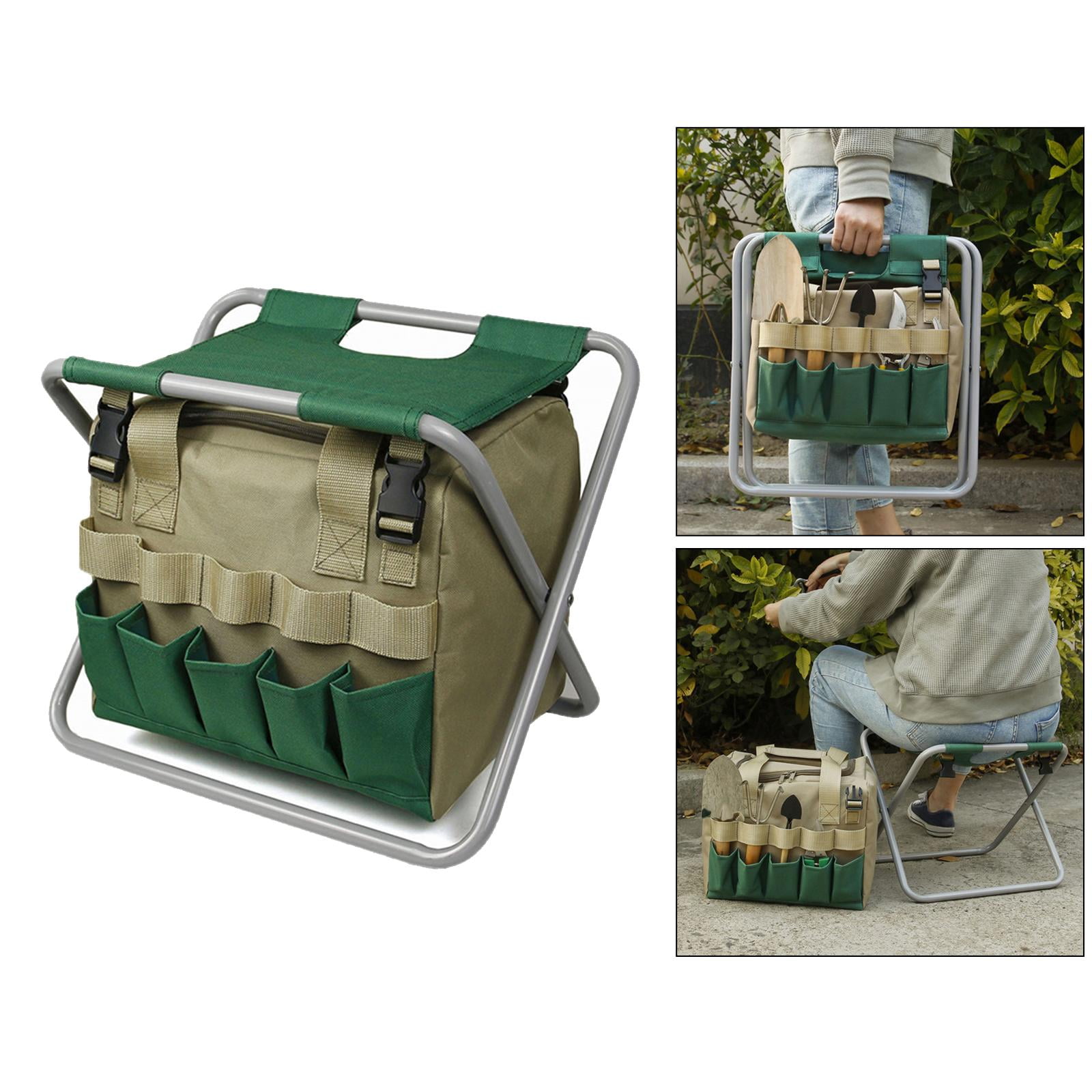 Fzaqwen Garden Kneeler and Seat with Tool Pouches, 2-in-1 Foldable Garden Bench Garden Stools, Portable Garden Kneeling Pad