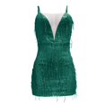 thumbnail image 3 of ManxiVoo Homecoming Dresses Women's Deep V Tassel Sling Wrap Hip Sequin Mid Length Dress Fall Dresses for Women 2023 Green1 L, 3 of 6