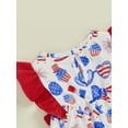 thumbnail image 6 of Okbabeha Newborn Baby Girls 4th of July Outfits Fourth of July Bubble Romper Fly Sleeve USA Flag Embroidery Bodysuits Summer Independence Day Clothes, 6 of 8