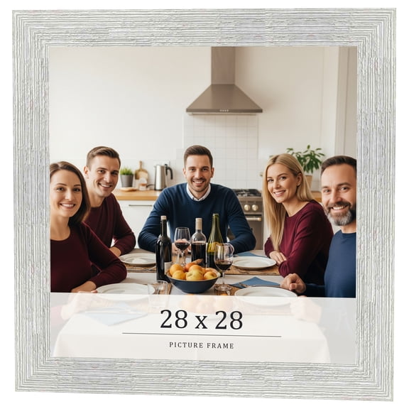 28x28 Frame White Real Wood Picture Frame Width 1.5 inches | Interior Frame Depth 0.5 inches | Barn