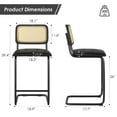 thumbnail image 2 of Wooden Dining Chairs, Counter Height Bar Stools Set of 2, Upholstered PU Leather Barstools with Rattan Back, 26 inch Stools Armless Bar Chairs for Kitchen Island, Black, Black Dining Chairs, 2 of 10