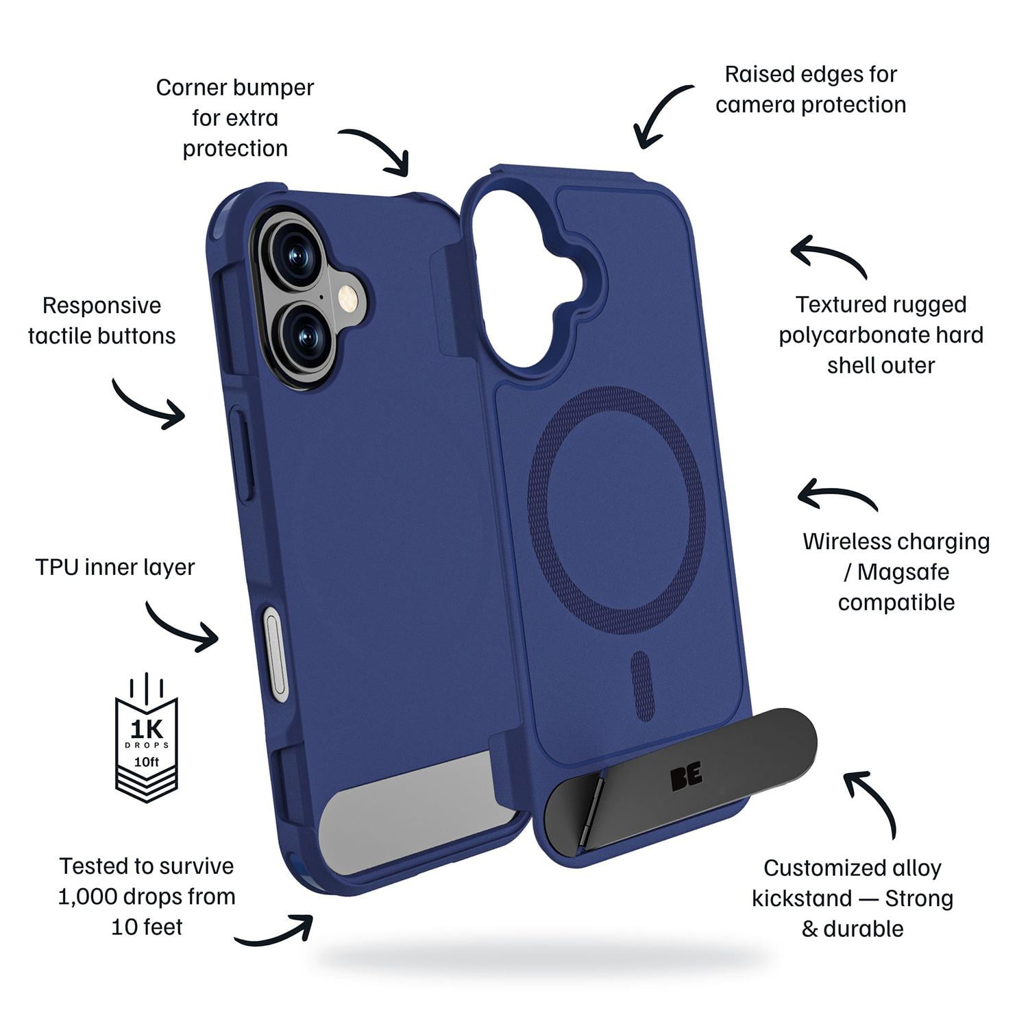 Blu Element Armour Ultra MagSafe w/Kickstand Case Navy for iPhone 17