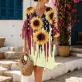 thumbnail image 4 of Women's 4th of July 250 Years Anniversary V Neck Star Print Dress Loose Fit Oversized Shoulder Casual Summer Midi Dress Independence Day Patriotic USA Flag Tunic Top Multicolor XXL, 4 of 5
