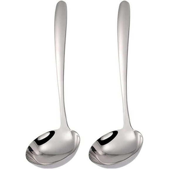Small Gravy Spoon, 2 Pack SUS 304 Stainless Steel, 8", Dishwasher Safe, Silver