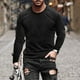 thumbnail image 2 of Camiseta de manga larga de color liso para hombre: cuello redondo holgado, para todas las estaciones, material de poliéster, tallas S-XXXL., 2 of 5