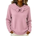 thumbnail image 2 of Women's Bow Neck Sweater Long Sleeve Loose Fit Casual Pullover Top, 2 of 6