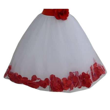 Ekidsbridal White Floral Lace Heart Cutout with Petals Flower Girl Dress Formal Photoshoot Father Daughter Dance Ballroom Gown 185T 8