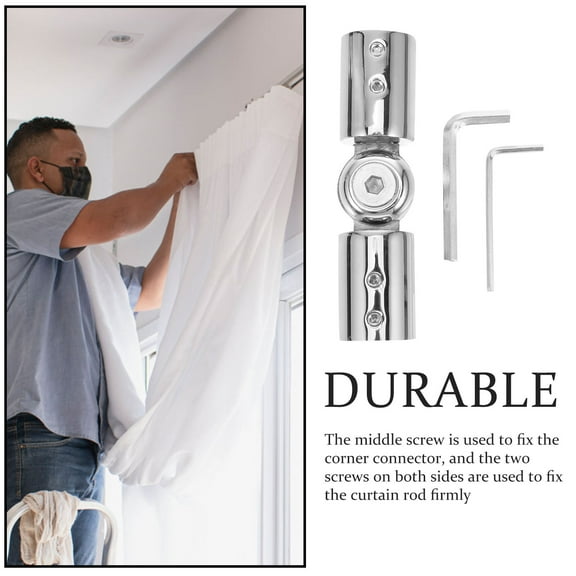 HONMEET Stainless Steel Corner Curtain Rod Connector, Flexible and Adjustable for Home Window Drapery