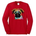 thumbnail image 2 of Pugs and Kisses Cute Dog Neon Rainbow Pug Dog Lover Mens Long Sleeve Shirt, Red, Small, 2 of 3