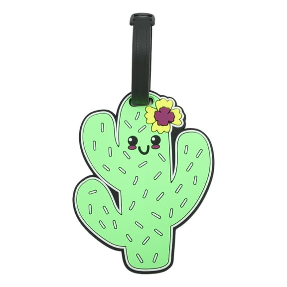 Unique Bargains 1 Pc Cactus Luggage Tag for Travelling Green Soft Rubber