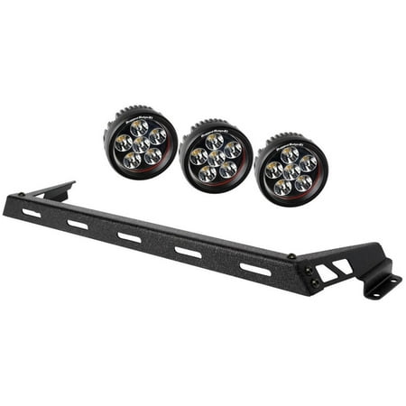 Rugged Ridge 11232.13 Light Bar Kit, Hood Mounted, Textured Black, 3 Round; 07-18 Wrangler Fits select: 2015-2018 JEEP WRANGLER UNLIMITED, 2012-2014 JEEP WRANGLER