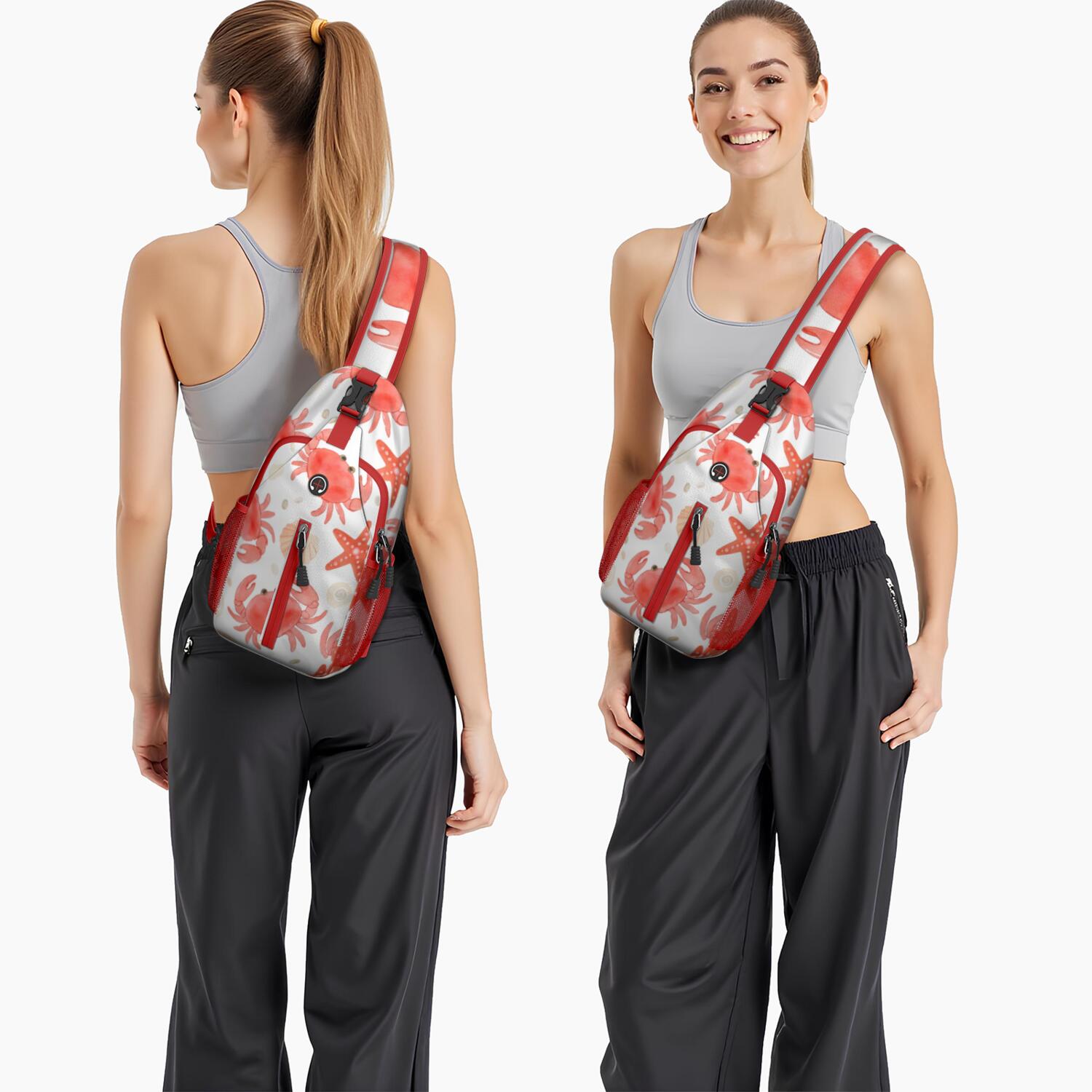 Crab Marine Sling Bag for Women Men Travel Sling Bag Chest Bag for Vacation Party Daily Use Shoulder Bag Gym Sports Travel Hiking Daypack
