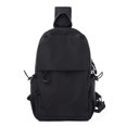 thumbnail image 1 of Mochila pequeña con bandolera negra para hombres y mujeres, mochila ligera con una correa, mochila para senderismo, caminar, andar en bicicleta, viajes, ciclismo, puerto de carga USB, nailon, 1 of 5