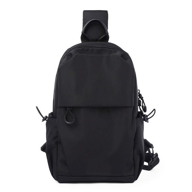 Mochila pequeña con bandolera negra para hombres y mujeres, mochila ligera con una correa, mochila para senderismo, caminar, andar en bicicleta, viajes, ciclismo, puerto de carga USB, nailon