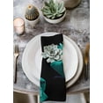 thumbnail image 2 of Teal Blue Rose Cloth Napkins Set of 6 Reusable Dinner Napkins, Vintage Abstract Garden Flower Floral Black Cocktail Napkin Washable Table Napkins for Wedding/Holiday Party/Baby Shower 20"x20", 2 of 7