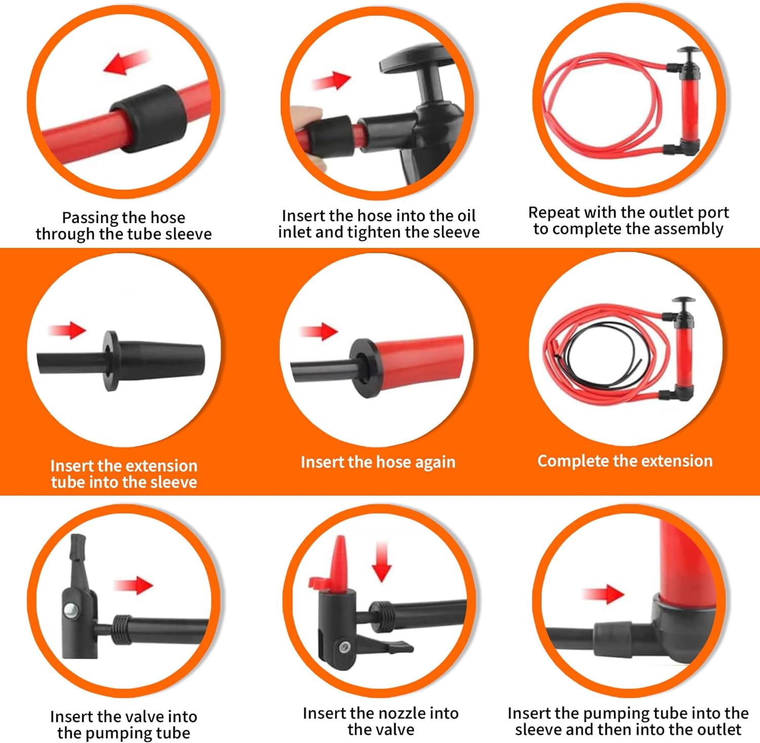 MeasuPro Siphon Hand Pump For Water - 15" Manual Water Pump, Gas Siphon Kit, Hand Bilge Pump With High Suction For Water Removal, Fuel Liquid Transfer