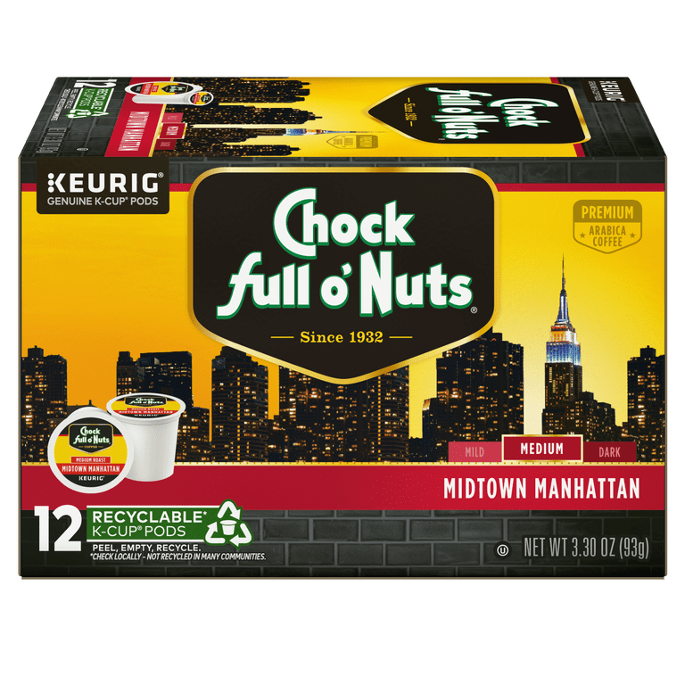 Chock full o'Nuts Midtown Manhattan Medium Roast K-Cup Pods, 12 Count photo 1