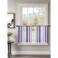 thumbnail image 2 of Sheer Curtains 54 Inch Length 2 Panels Set for Kitchen, Purple Grey Stripe Semi Sheer Curtains for Windows, Farmhouse Minimalist Striped Voile Window Treatments Rod Pocket Curtain, 2 of 7