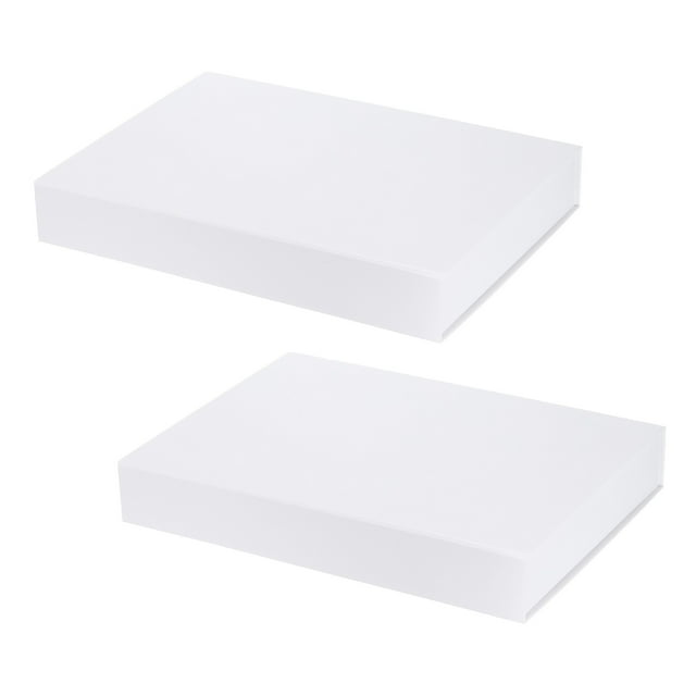 Unique Bargains 13x9x2 Inch Rectangle Gift Favor Box with Magnetic Closure Lid for Gift Packaging, White 2 Pack