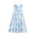 thumbnail image 1 of ZAFUL Cute Leisure Sundress Lace Up Flower Print Midi Dress Light Blue S, 1 of 7