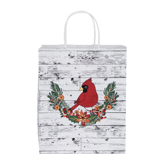 SSWBasics-Medium Winter Wreath Paper Shopping Bags - Case of 100
