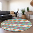 thumbnail image 5 of HomeRoots 679039 8 ft. Blush Green & Teal Geometric Washable Round Area Rug with UV Protection, 5 of 9