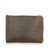 Unisex Pre-Owned Authenticated Louis Vuitton Monogram Poche Documents Portfolio Canvas Brown Clutch Bag WristletBag