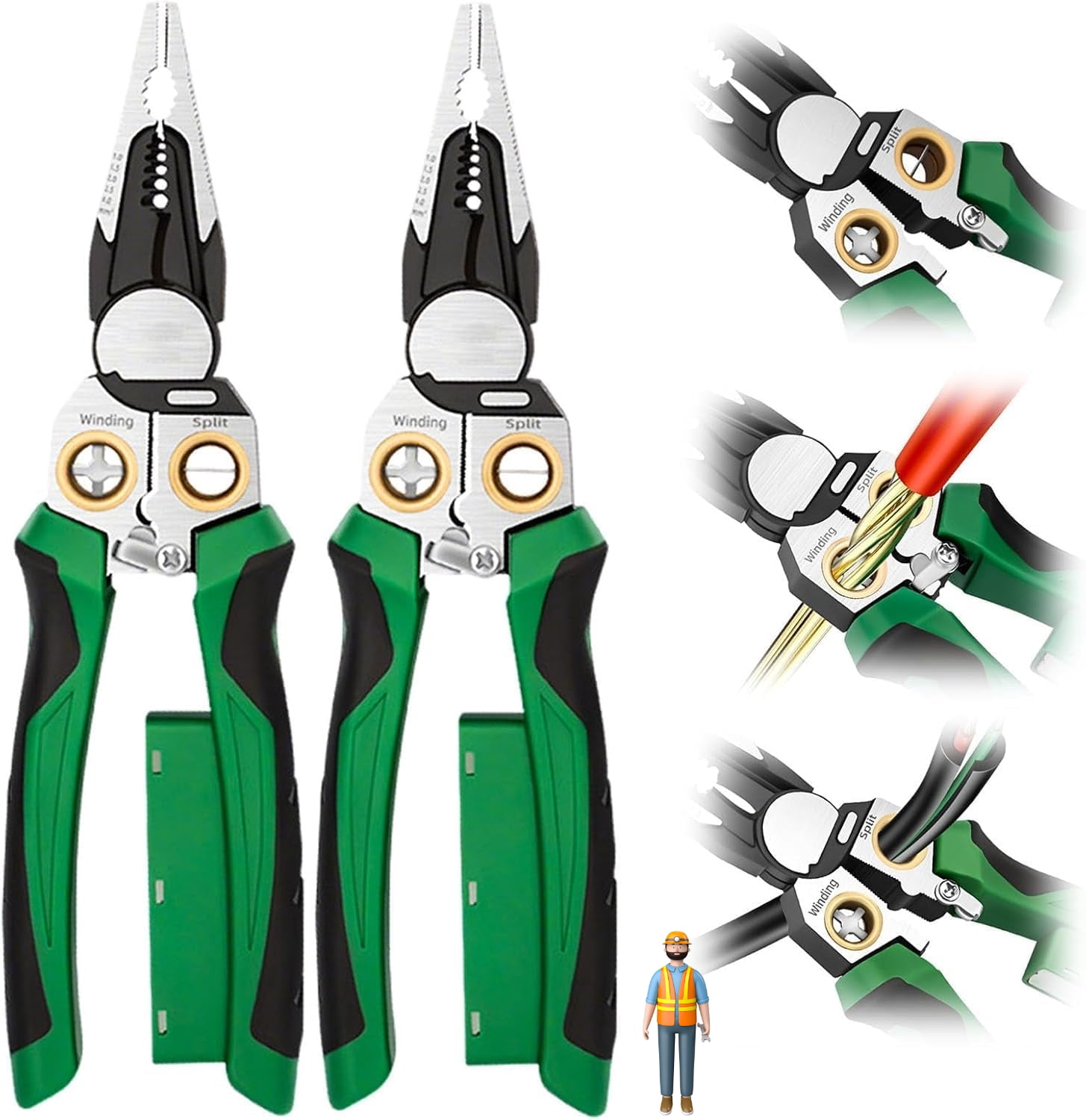 Upgrade 8 in 1 Wire Stripper with Voltage Tester,2026 NEW Multifunctional Heavy Duty Wire Stripping Pliers,Professional Wire Stripper Electrical Pliers for Cutting Pulling Scraping and Pressing (1)