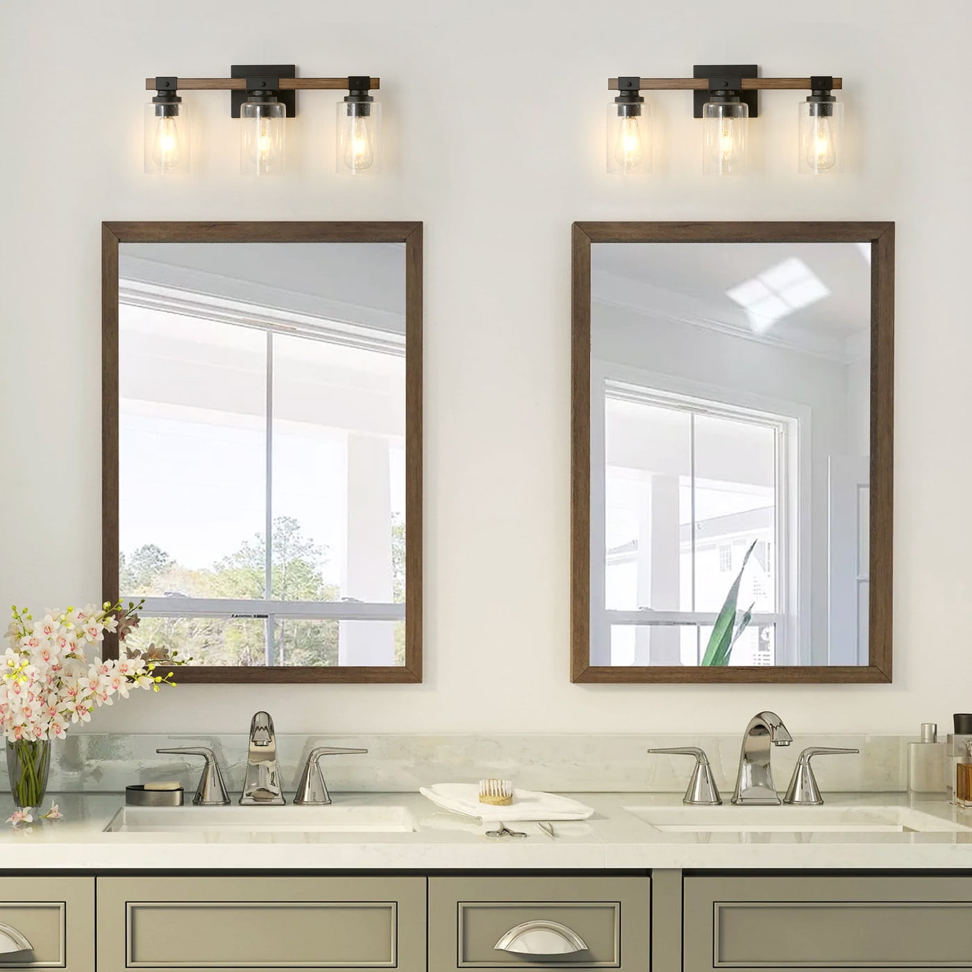 Modern 3-Light Wall Sconce Cylinder Black Vanity Lighting Minimalist Retro Light Fixture with Clear Glass Shade
