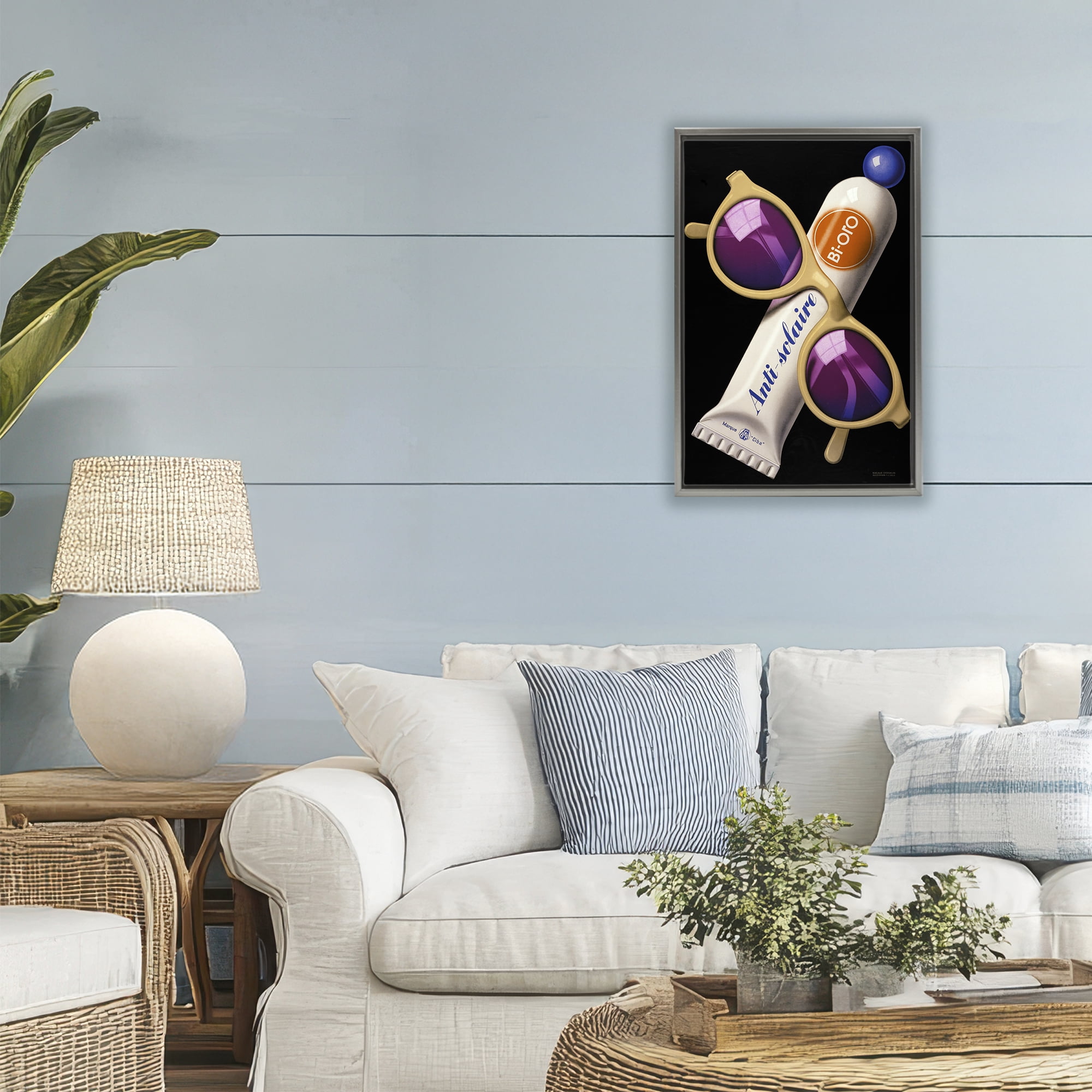 Stupell Industries Sunblock & Sunglasses Gray Framed Floater Canvas Wall Art, design by Print Collection