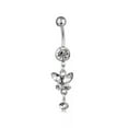 thumbnail image 6 of HOOUN Rings Jewelry Piercing Navel Body Drop Belly Butterfly Dangle Rhinestones Button-Red, 6 of 9