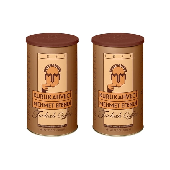 KURUKAHVECI MEHMET EFENDI Turkish Coffee, Arabica Beans, Roasted Ground,Rich Aroma, Fresh, Medium to Heavy-bodied, Original Taste Since 1871 (17.6 OZ / 500 Gr) Pack of 2