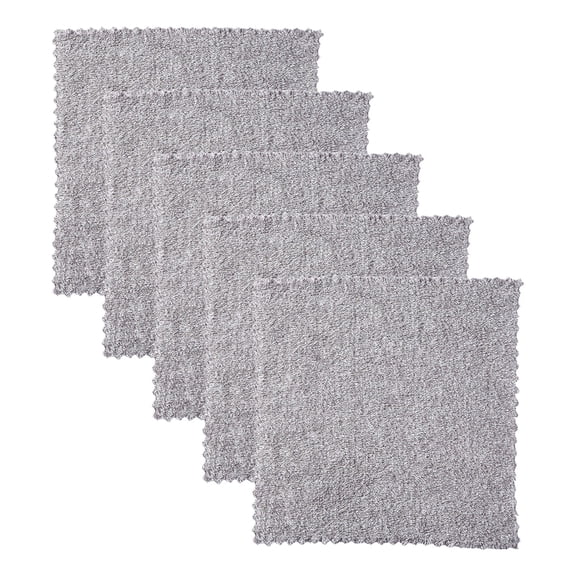 Bamboo Charcoal Fiber Cleaning Cloths, 7.9 In, Pack of 5 Reusable Dish Rags for Kitchen, Dishwashing and Countertops, Dark Gray, Absorbent Washable Cleaning Towels