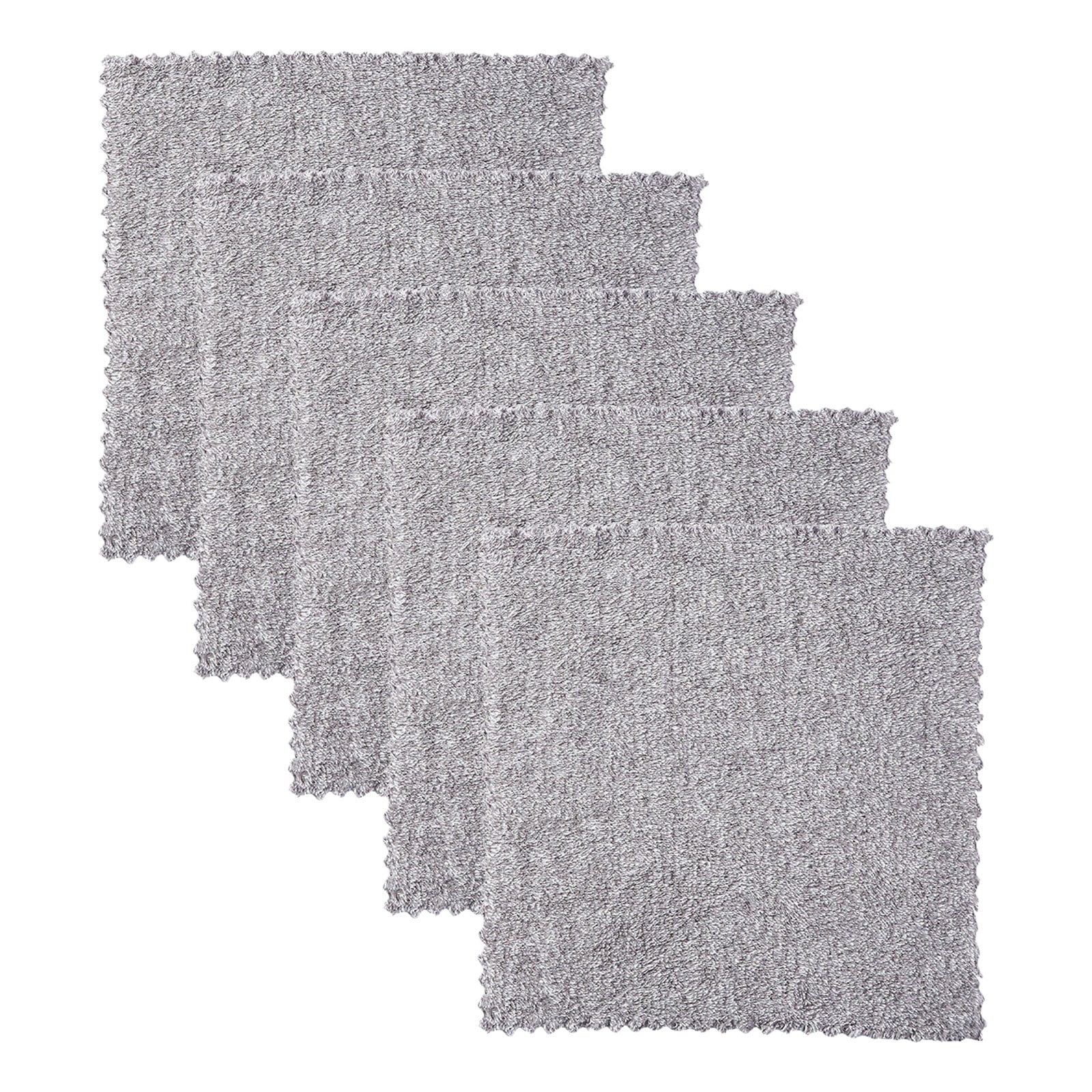 QIJGEBGG 5-Pack Gray Bamboo Charcoal Fiber Kitchen Dish Cloths Absorbent Reusable Cleaning Rags for Dishes Microfiber Cleaning Cloth